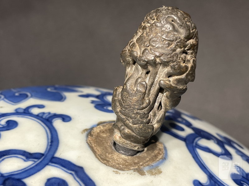 清光绪 青花缠枝莲纹大罐（带盖） - 图4